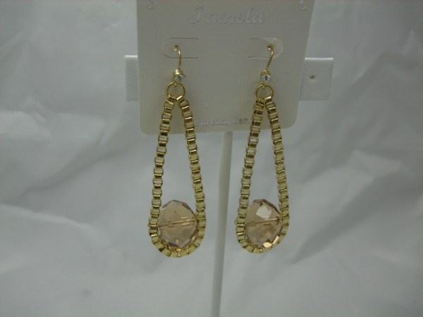 Gold Tone Earring W/ Crystal Stone